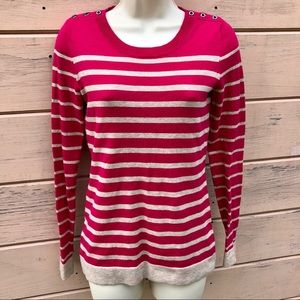 Banana Republic Pink & Tan Striped Sweater XS